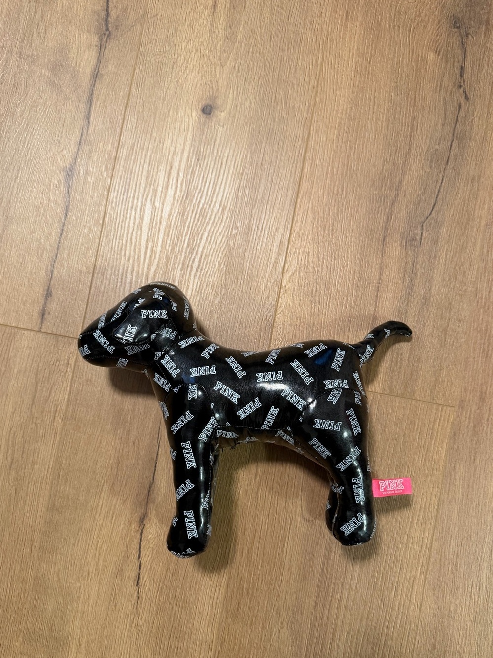 PINK Black Logo Dog - Glossy Black with White PINK Logos